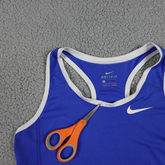 NIKE Dri Fit Tank Top Womens Small Blue Razor Back Pullover Running Tennis Golf - Picture 10 of 12